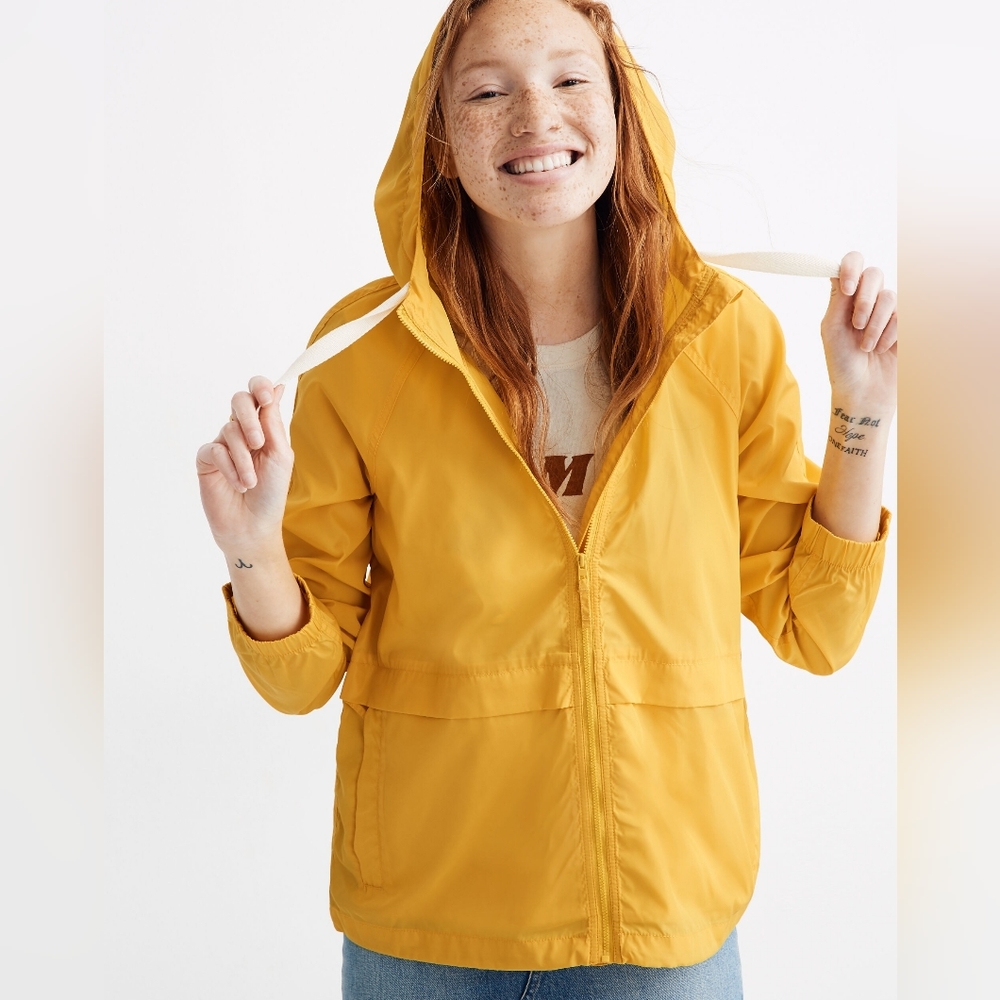 Madewell rain check packable raincoat yellow